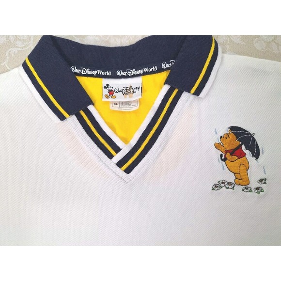 Vtg Disney World Womens Winnie the Pooh White Embroidered Captains Polo Shirt XL - Picture 10 of 12